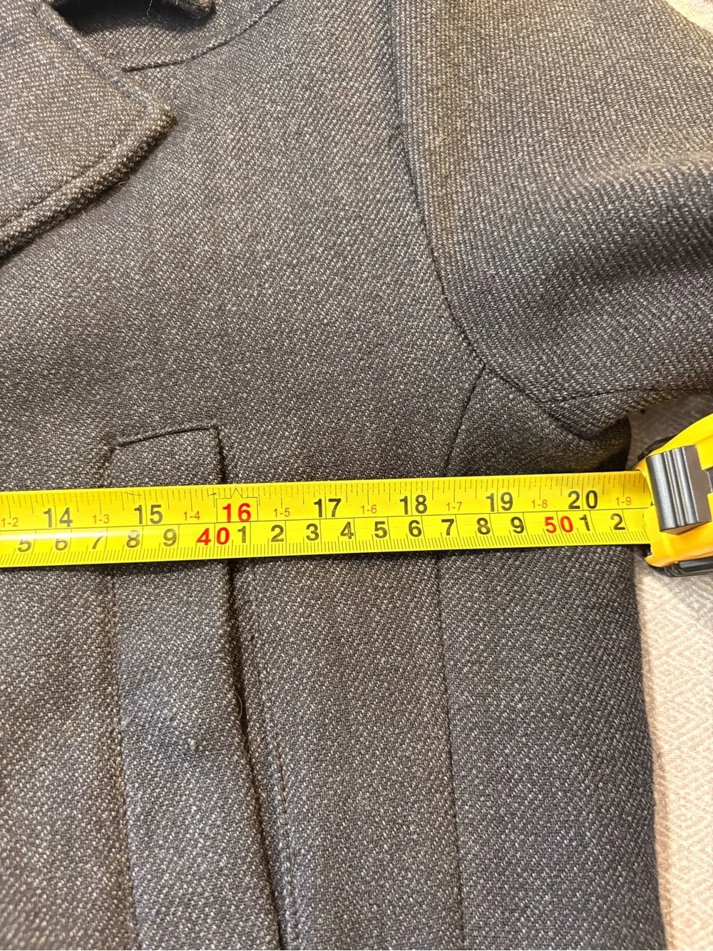 la Chateau Men's Dark Gray Wool Blend Button-Front Coat. Size small fitted. - Picture 8 of 11
